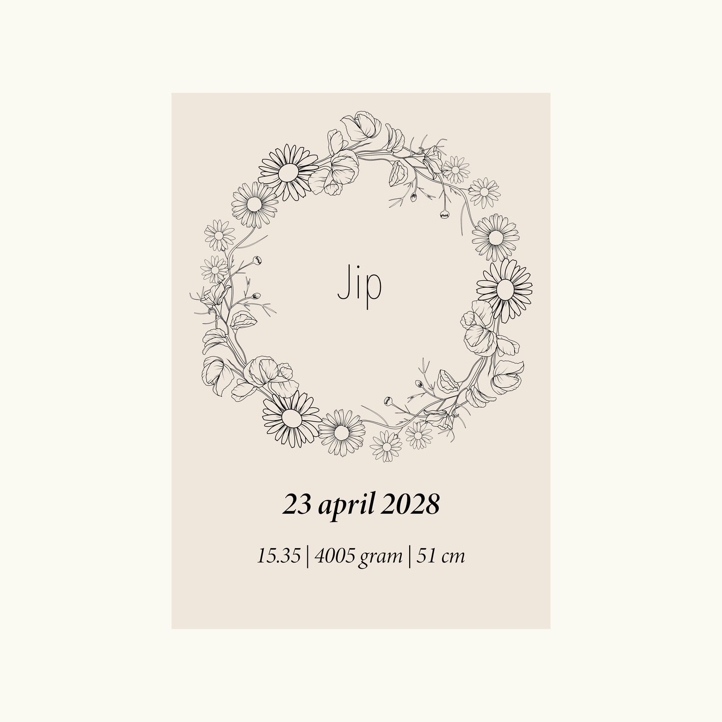 Geboortebloem April (Madelief + Lathyrus)