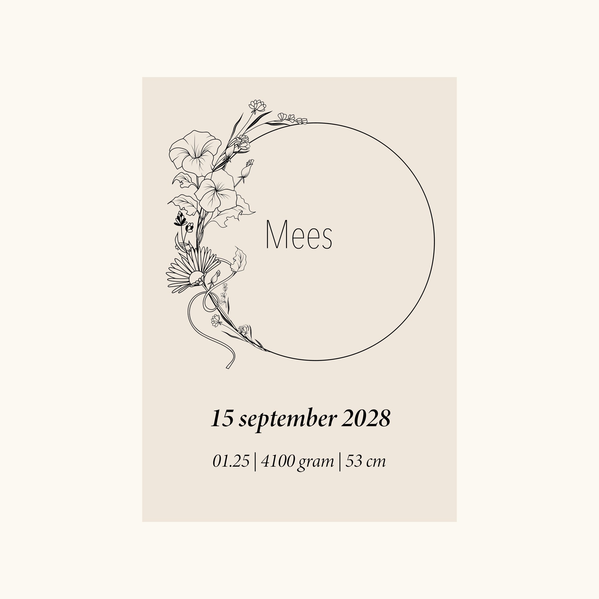 Geboorteposter Geboortebloem September (aster en de morning glory, dagbloem)