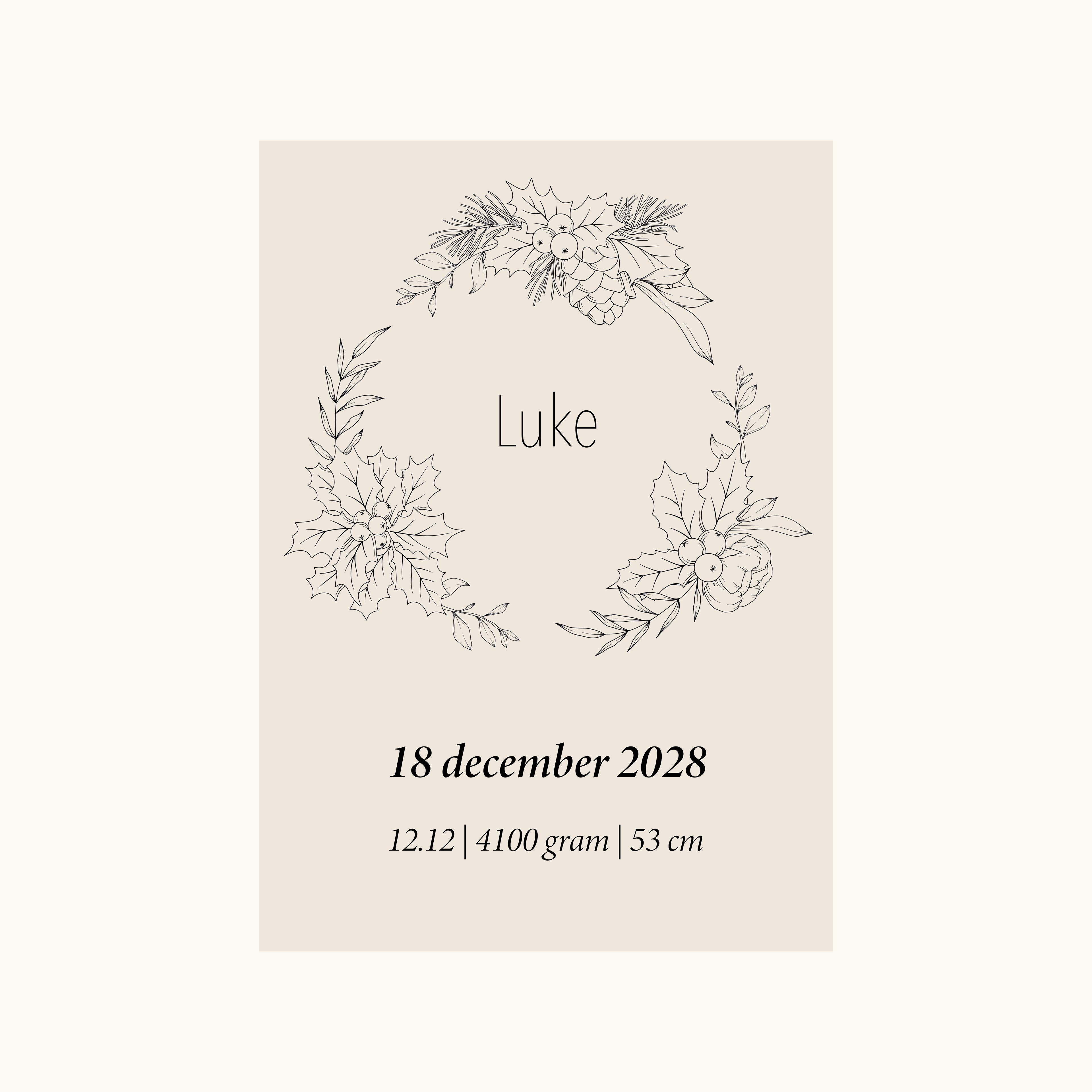 Geboorteposter Geboortebloem December (Hulst)