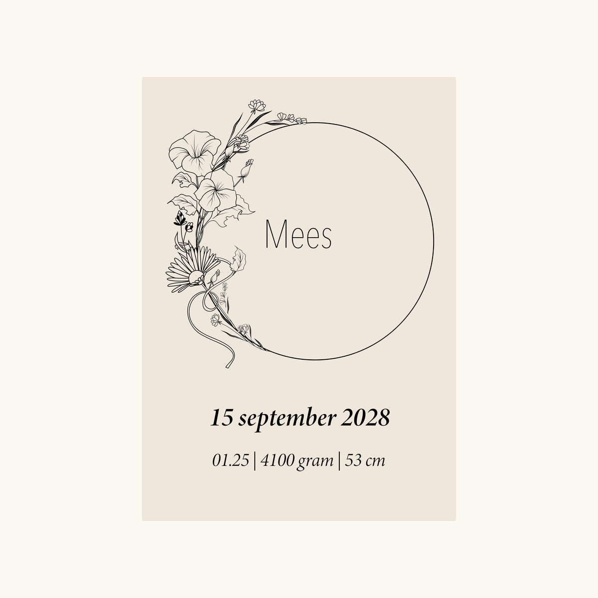 Geboorteposter Geboortebloem September (aster en de morning glory, dagbloem)