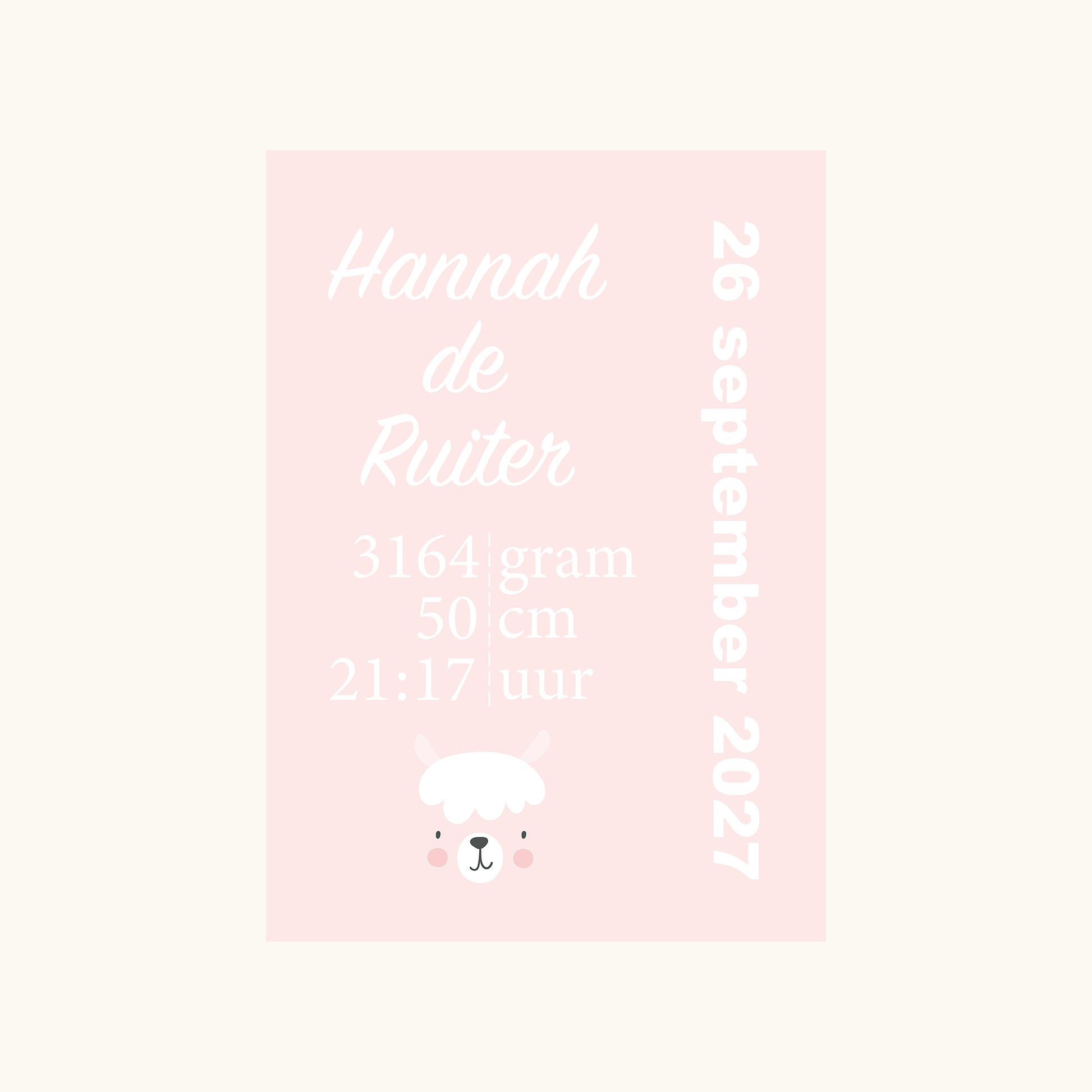 Gepersonaliseerde Geboorteposter Alpaca Kraamcadeau A4 Personalised Naam Geboortedatum Gewicht Lengte Gepersonaliseerd