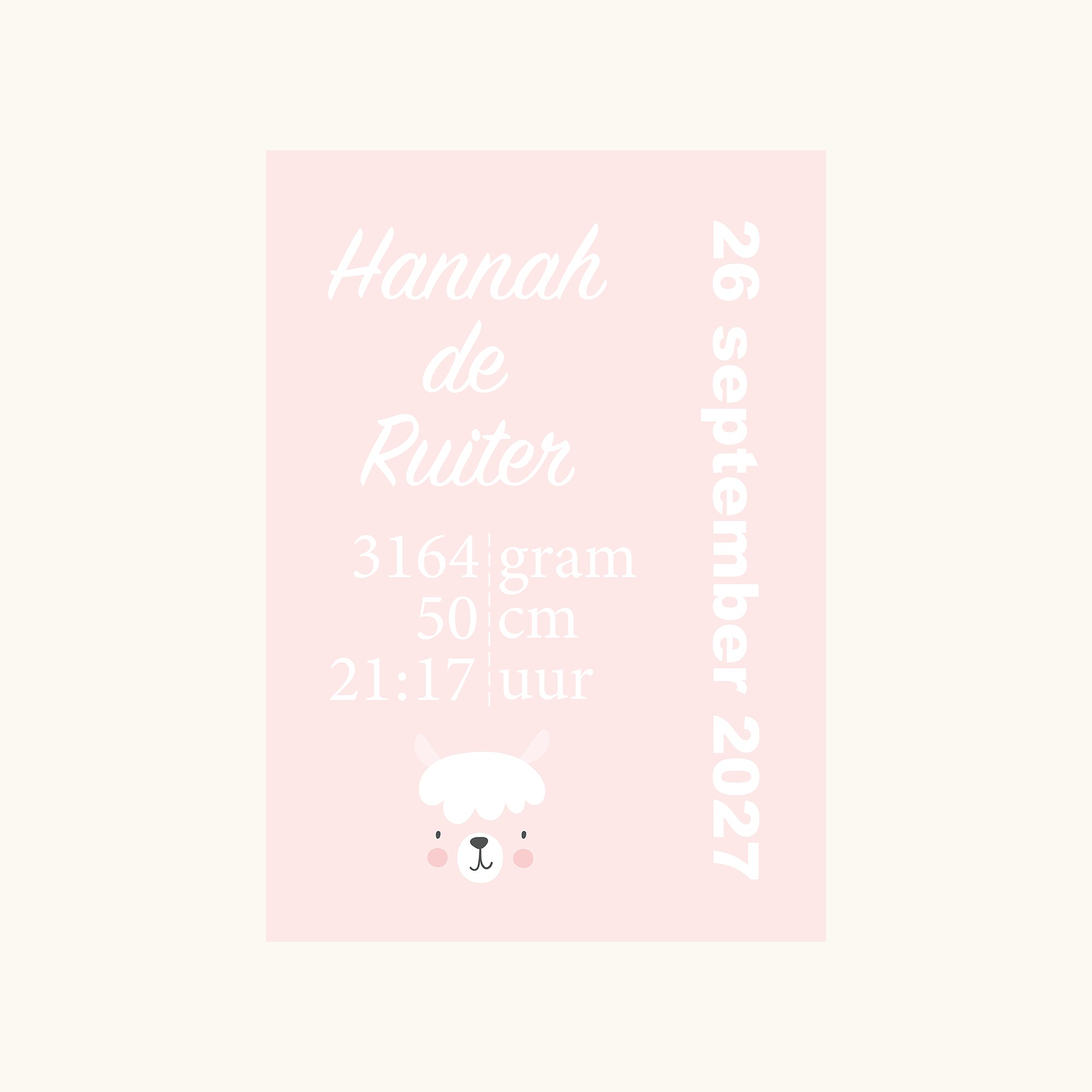 Gepersonaliseerde Geboorteposter Alpaca Kraamcadeau A4 Personalised Naam Geboortedatum Gewicht Lengte Gepersonaliseerd