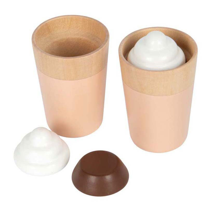Set van twee houten bekers voor speelgoed koffiemachine